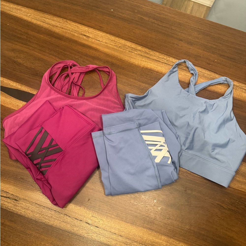 Fabletics Pink and Blue Leggings for Active Comfort